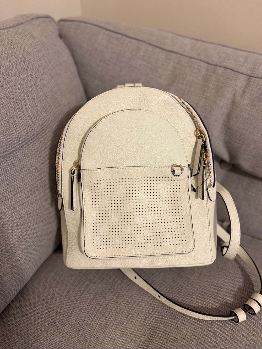 Henri Bendel Influencer Convertible Backpack White Blank Leather Purse